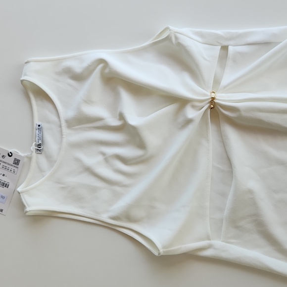 NWT Zara CHAIN CUT OUT TOP in Ivory White Size medium - Picture 3 of 8